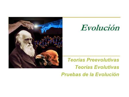 Teorías Preevolutivas Teorías Evolutivas Pruebas de la Evolución
