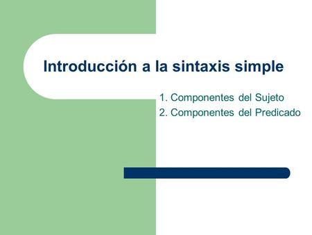 Introducción a la sintaxis simple