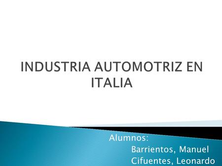 INDUSTRIA AUTOMOTRIZ EN ITALIA