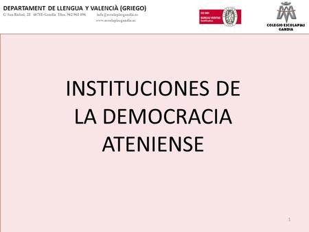 INSTITUCIONES DE LA DEMOCRACIA ATENIENSE