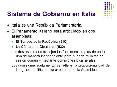 Sistema de Gobierno en Italia
