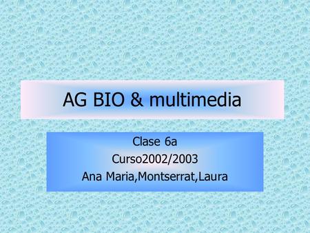 AG BIO & multimedia Clase 6a Curso2002/2003 Ana Maria,Montserrat,Laura.