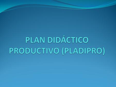 PLAN DIDÁCTICO PRODUCTIVO (PLADIPRO)