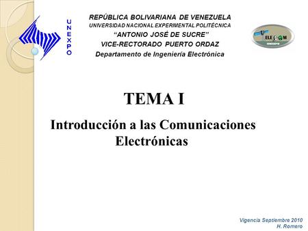 TEMA I Introducción a las Comunicaciones Electrónicas