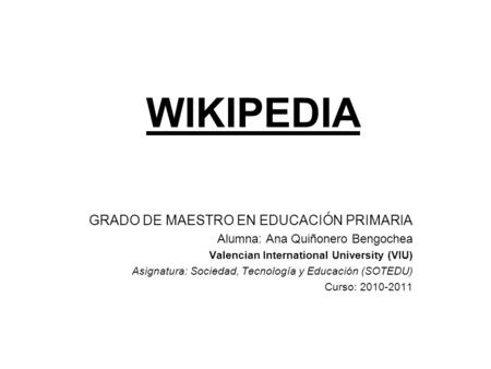 WIKIPEDIA GRADO DE MAESTRO EN EDUCACIÓN PRIMARIA
