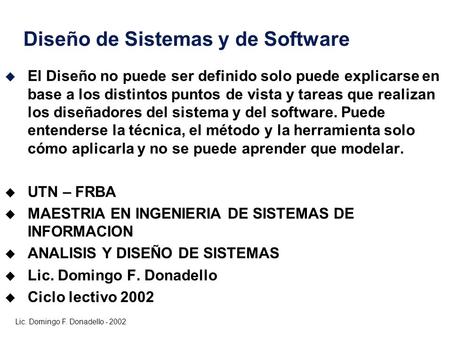 Diseño de Sistemas y de Software