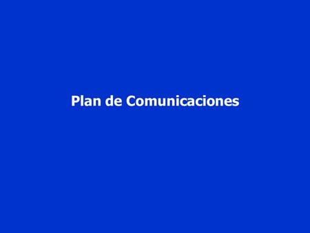 Plan de Comunicaciones