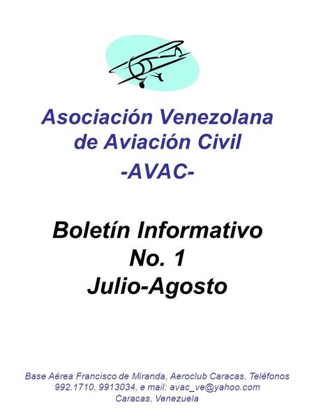 Asociación Venezolana de Aviación Civil -AVAC- Boletín Informativo No