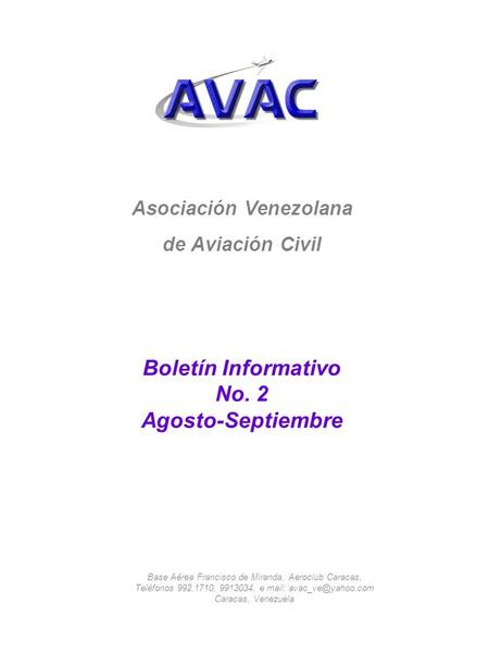 Asociación Venezolana de Aviación Civil Boletín Informativo No