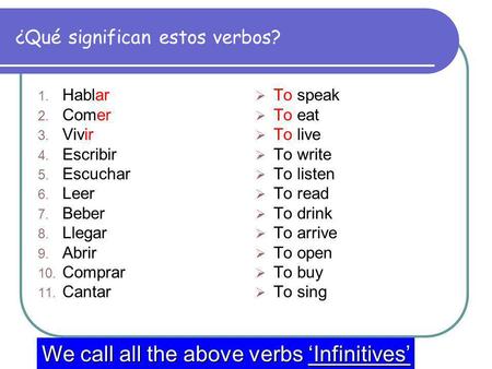 ¿Qué significan estos verbos?