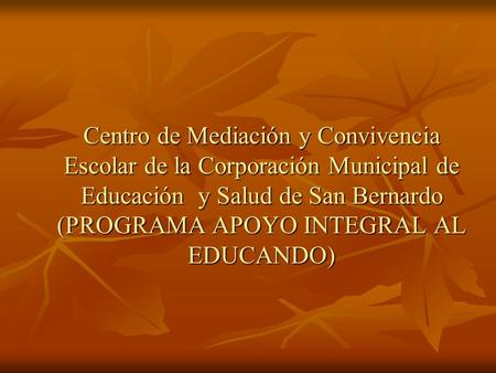 Centro de Mediación y Convivencia Escolar de la Corporación Municipal de Educación y Salud de San Bernardo (PROGRAMA APOYO INTEGRAL AL EDUCANDO)