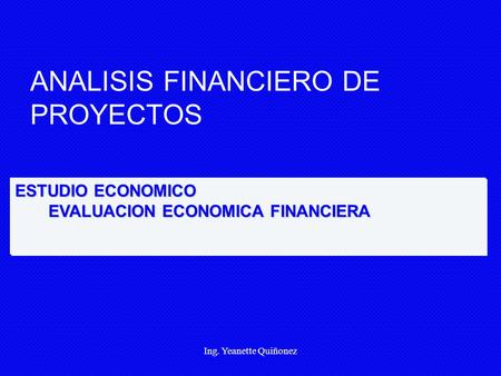 ANALISIS FINANCIERO DE PROYECTOS