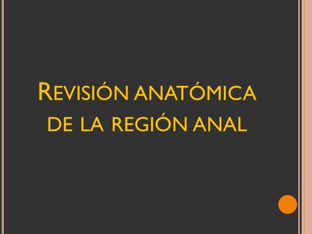 Revisión anatómica de la región anal