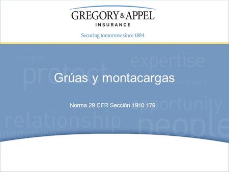 Grúas y montacargas Norma 29 CFR Sección 1910.179.
