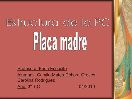 Estructura de la PC Placa madre Profesora: Frida Espocito