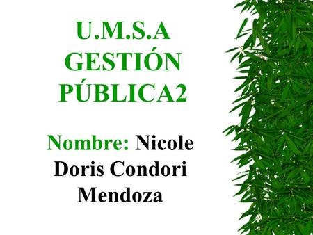 U.M.S.A GESTIÓN PÚBLICA2 Nombre: Nicole Doris Condori Mendoza.