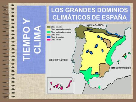 TIEMPO Y CLIMA LOS GRANDES DOMINIOS CLIMÁTICOS DE ESPAÑA.