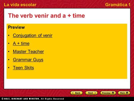 The verb venir and a + time