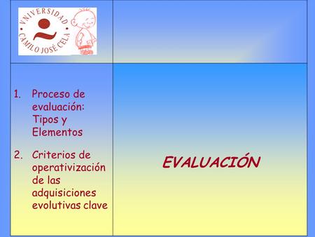 EVALUACIÓN Proceso de evaluación: Tipos y Elementos