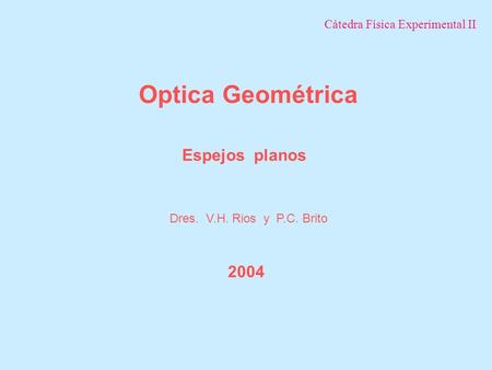 Optica Geométrica Espejos planos 2004 Cátedra Física Experimental II