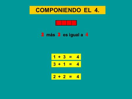 COMPONIENDO EL 4. 2 más 2 es igual a 4 3 más 1 es igual a 4