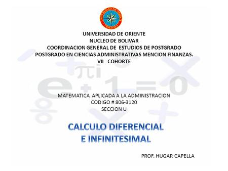 CALCULO DIFERENCIAL E INFINITESIMAL