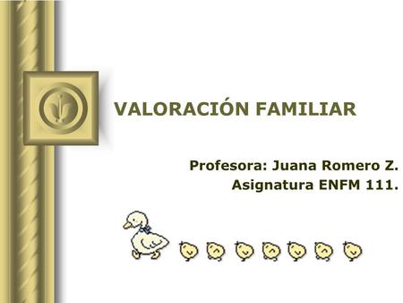 Profesora: Juana Romero Z. Asignatura ENFM 111.