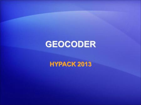 GEOCODER HYPACK 2013 1.
