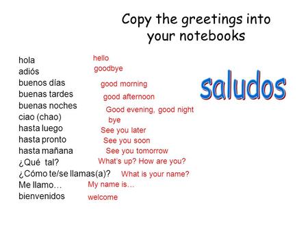 Copy the greetings into your notebooks