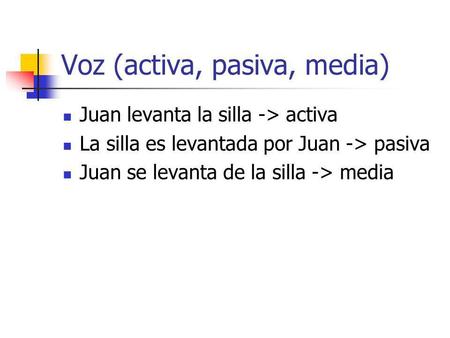 Voz (activa, pasiva, media)