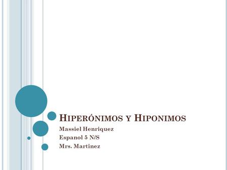 Hiperónimos y Hiponimos