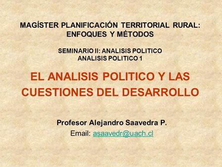 Profesor Alejandro Saavedra P.