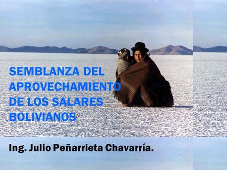 SEMBLANZA DEL APROVECHAMIENTO DE LOS SALARES BOLIVIANOS Ing