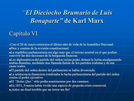 “El Dieciocho Brumario de Luis Bonaparte” de Karl Marx
