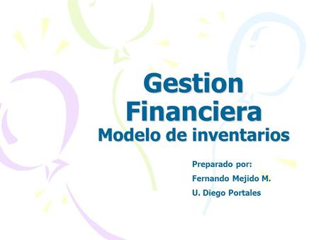 Gestion Financiera Modelo de inventarios