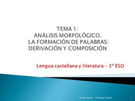 Lengua castellana y literatura – 3º ESO