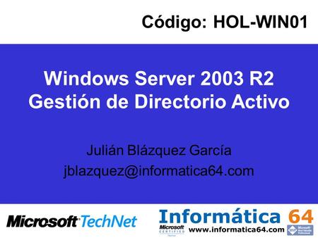 Windows Server 2003 R2 Gestión de Directorio Activo