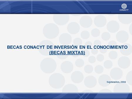 BECAS CONACYT DE INVERSIÓN EN EL CONOCIMIENTO (BECAS MIXTAS) Septiembre, 2006.