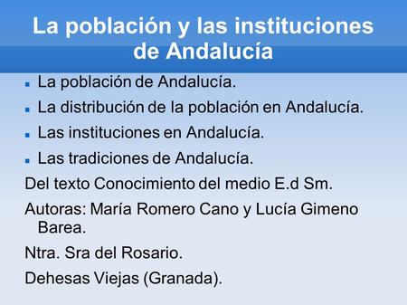 La población y las instituciones de Andalucía