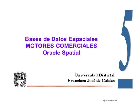 Spatial Database Bases de Datos Espaciales MOTORES COMERCIALES Oracle Spatial.