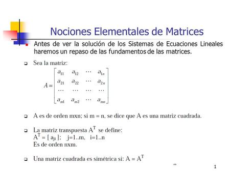 Nociones Elementales de Matrices