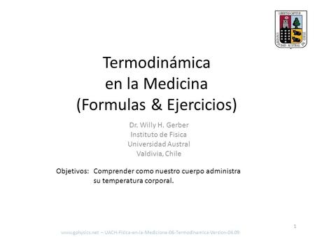 Termodinámica en la Medicina (Formulas & Ejercicios)