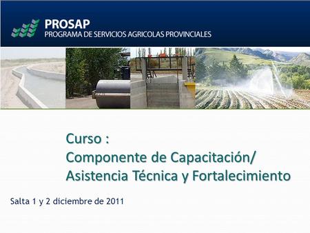 Curso : Componente de Capacitación/ Asistencia Técnica y Fortalecimiento Salta 1 y 2 diciembre de 2011.
