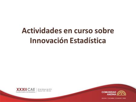 Actividades en curso sobre Innovación Estadística.