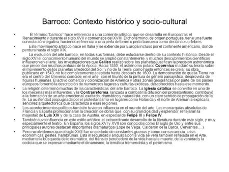 Barroco: Contexto histórico y socio-cultural