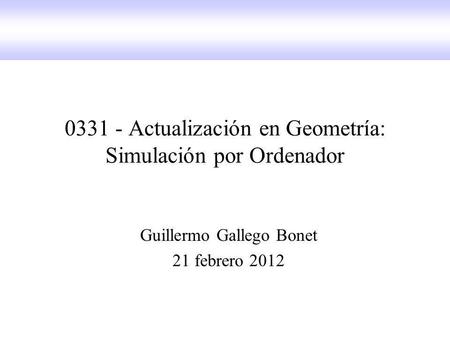 Actualización en Geometría: Simulación por Ordenador