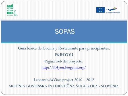SOPAS Guía básica de Cocina y Restaurante para principiantes. F&B4YOU