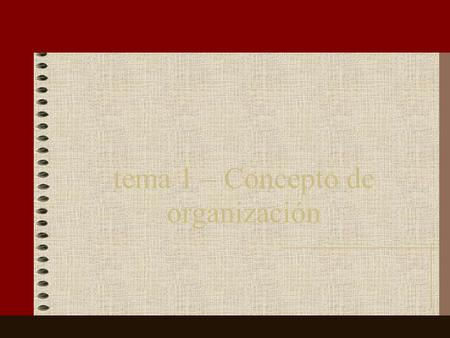 Tema 1 – Concepto de organización. objetivos describir características de las organizaciones.