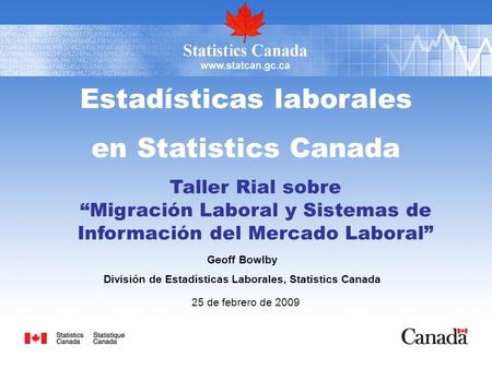 División de Estadísticas Laborales, Statistics Canada
