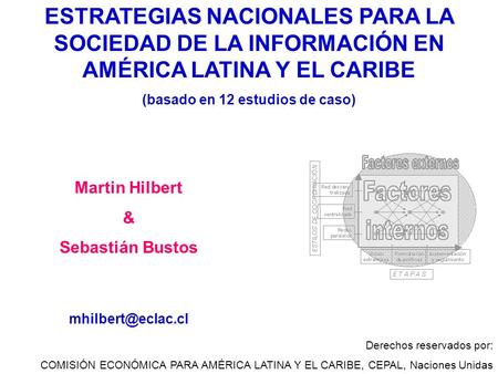 ESTRATEGIAS NACIONALES PARA LA SOCIEDAD DE LA INFORMACIÓN EN AMÉRICA LATINA Y EL CARIBE (basado en 12 estudios de caso) Martin Hilbert & Sebastián Bustos.